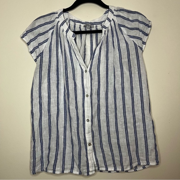 RAILS Alena Summer Lagenlook Buttondown Blouse Top in Villa Stripe - Picture 3 of 9